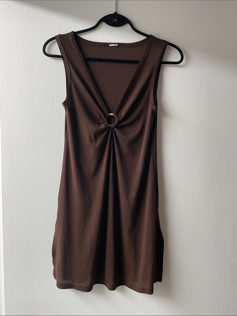 M.  Hot Sleeveless Chocolate Ring-Front Dress